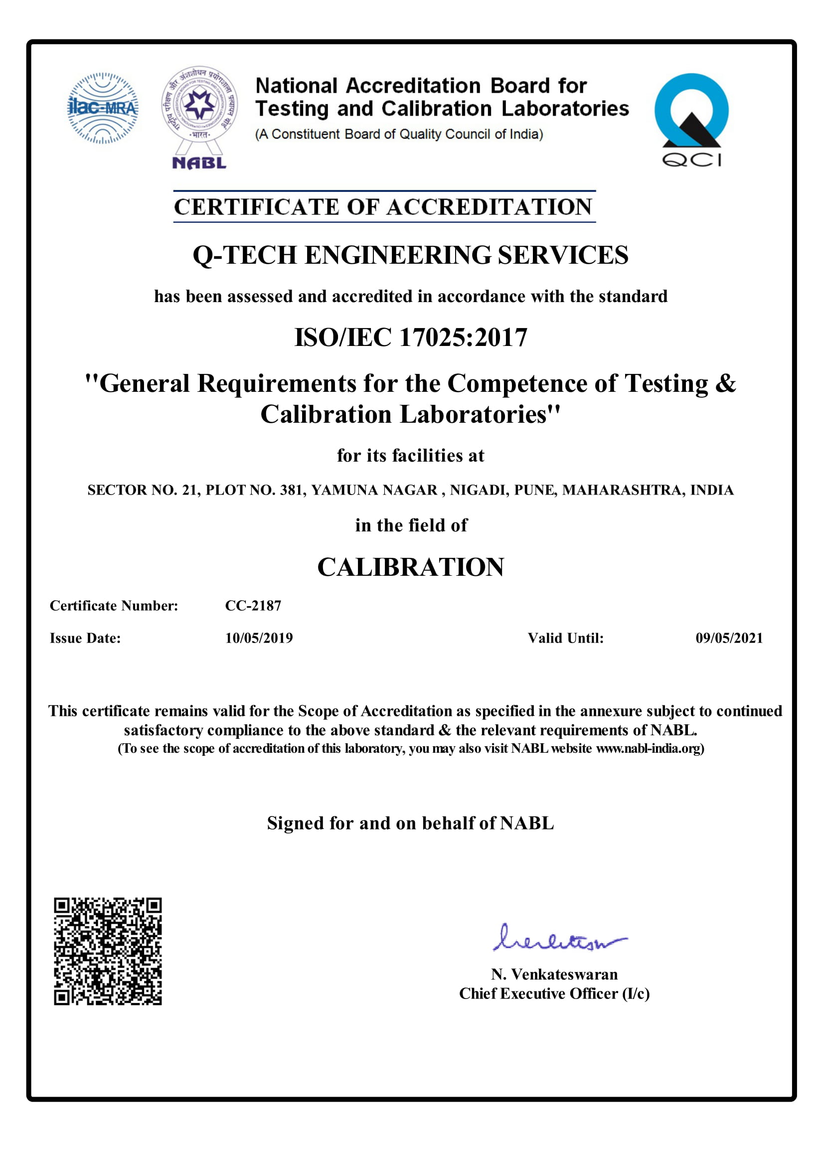 Q-TECH Certificate